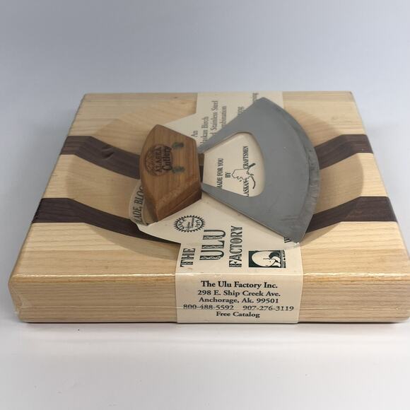 NEW The Ulu Factory Large Alaska Cutlery Blade Block Bowl Birch Stainless Steel - Picture 4 of 4